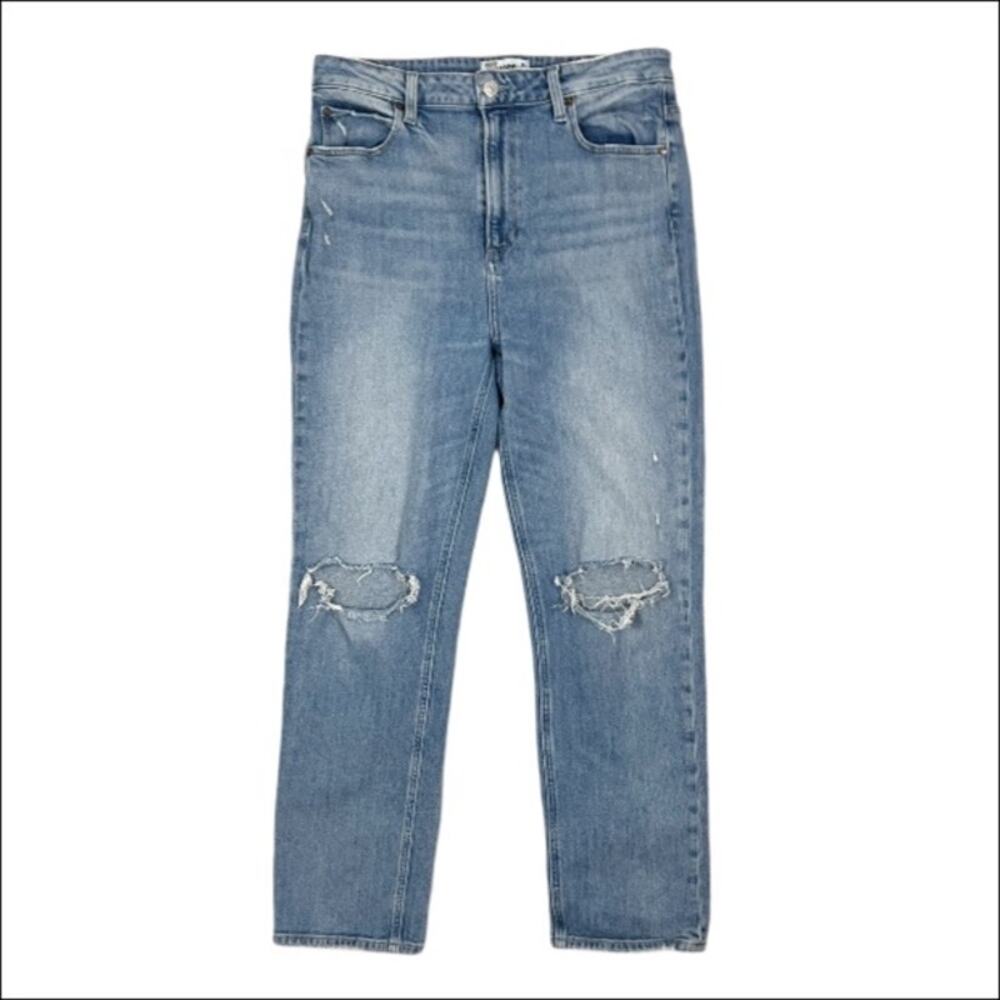 Paige Sarah Straight Leg High Rise Distressed Ankle Jeans Size 30 - Picture 2 of 7